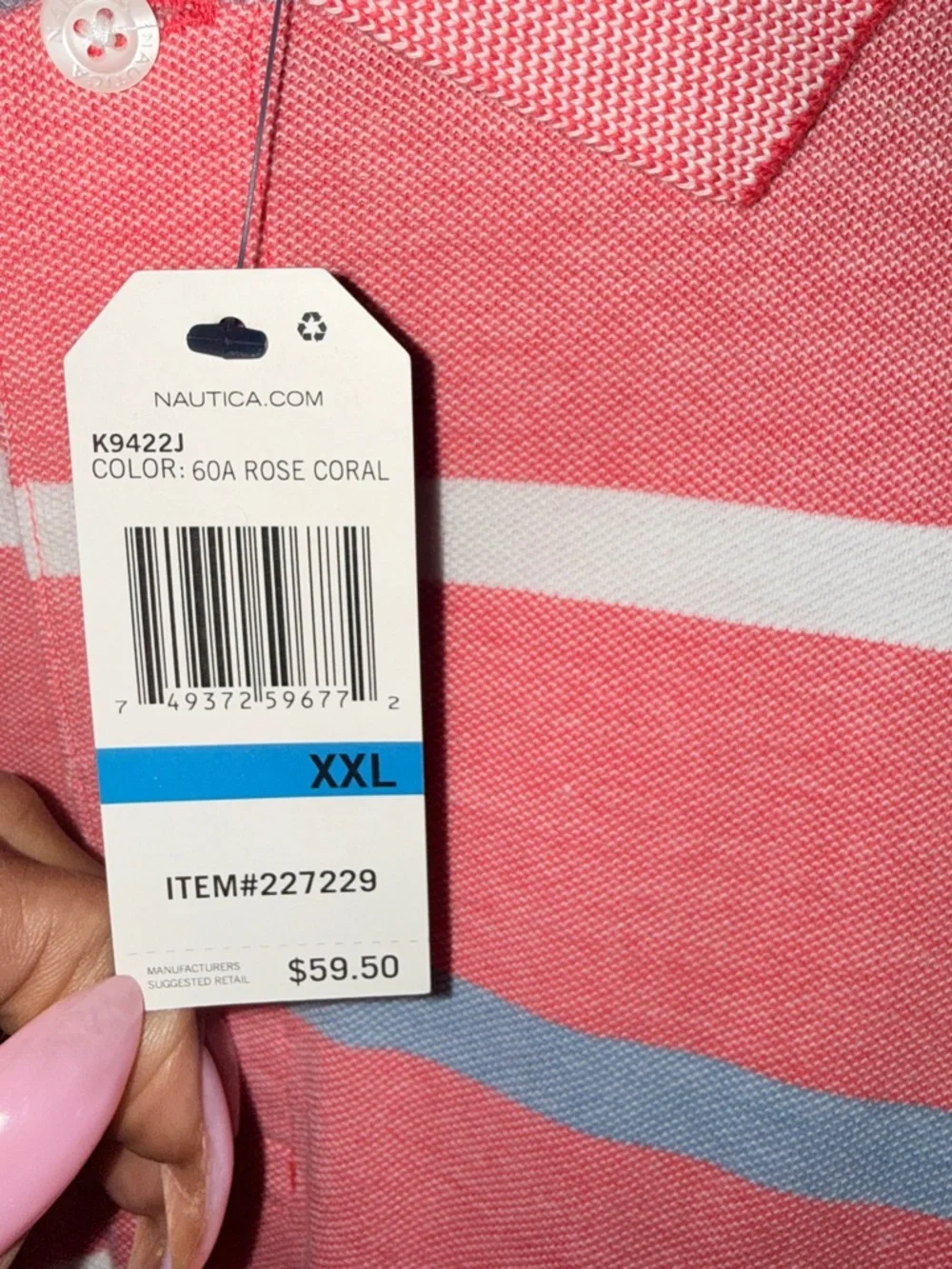 Nautica Pink Striped Polo XXL Casual Preppy Shirt - Picture 6 of 11